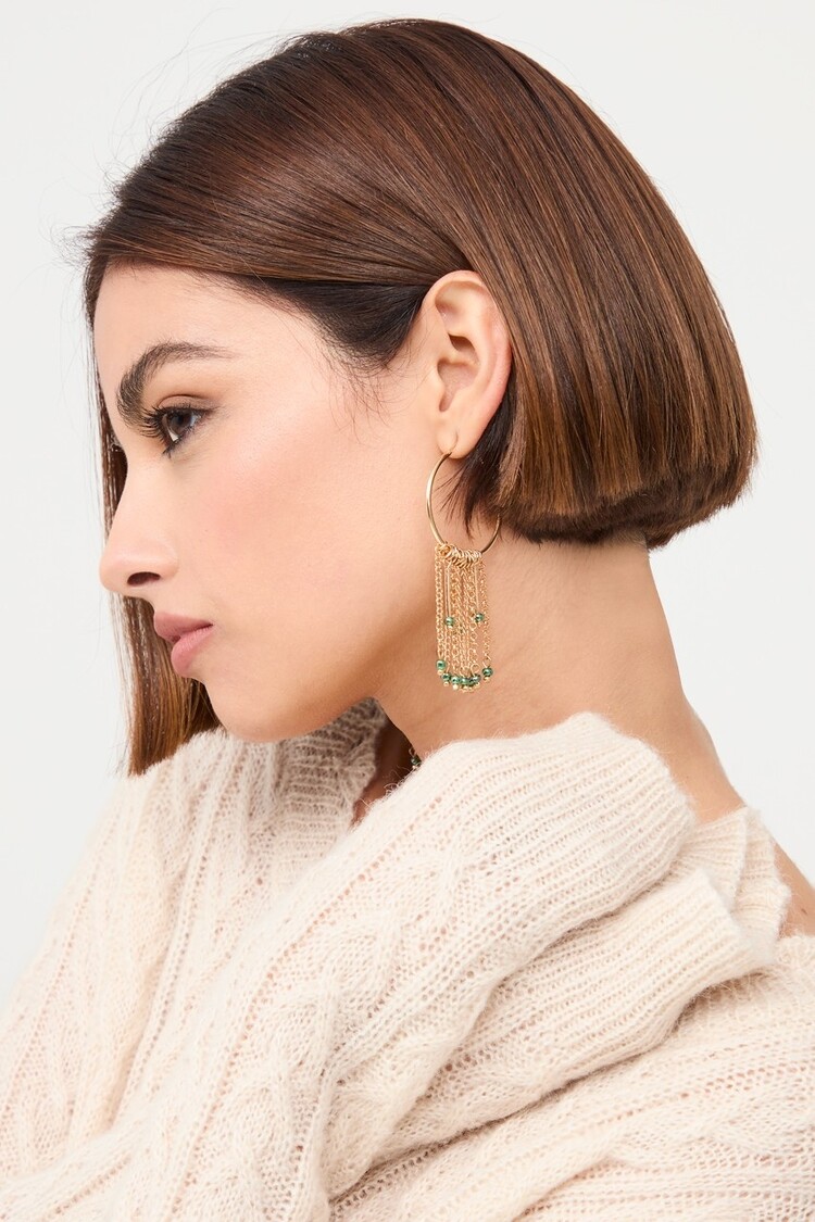 Chain Earrings - green