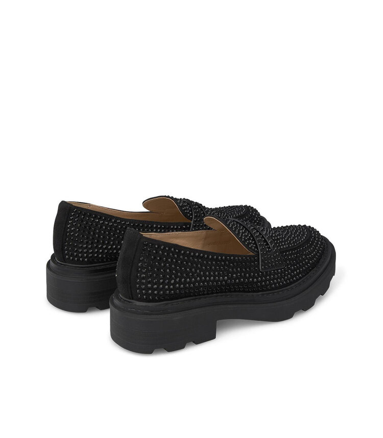Alma en Pena Black Suede Rhinestone  Loafers