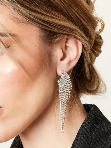 Rhinestone earrings statement - Holiday Essentials Silver Copper