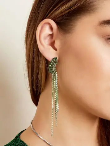 Rhinestone earrings graceful detail - Holiday Essentials Green & Silver Copper