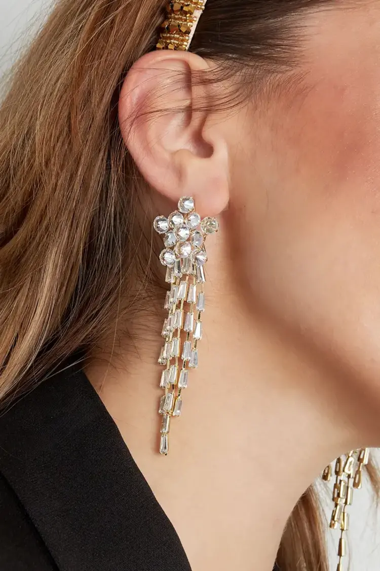 Earrings sparkly star silver - zircon copper