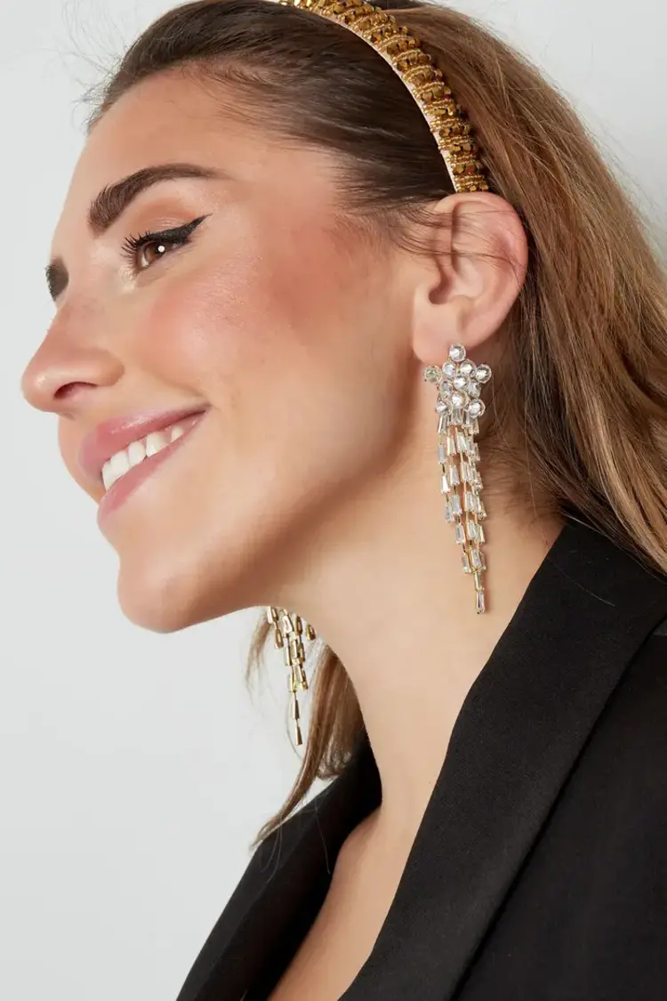 Earrings sparkly star silver - zircon copper