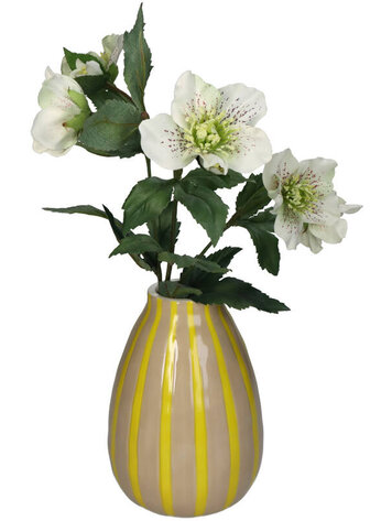 Vase Stripe yellow 12x12x18cm