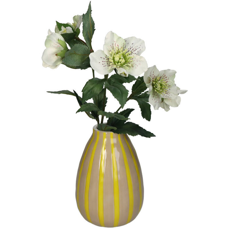 Vase Stripe yellow 12x12x18cm