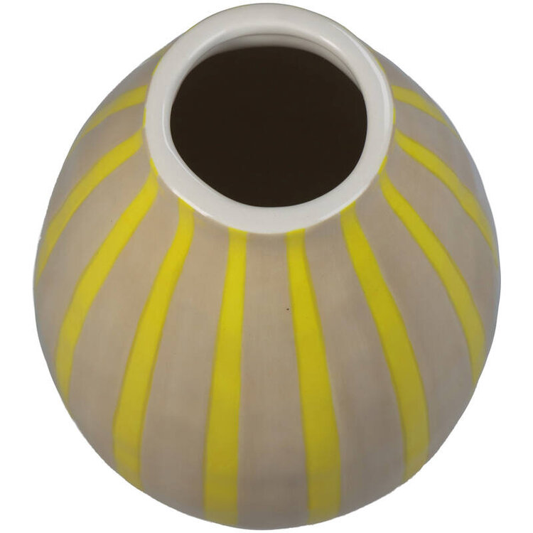 Vase Stripe yellow 12x12x18cm