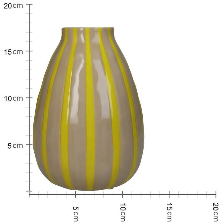 Vase Stripe yellow 12x12x18cm