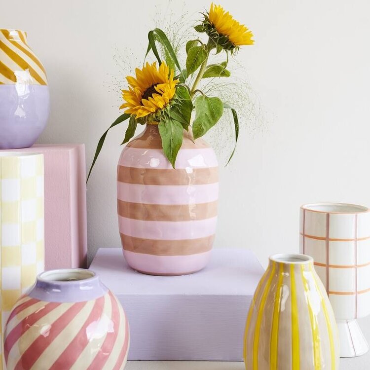Vase Stripe Pink 18x18x26cm