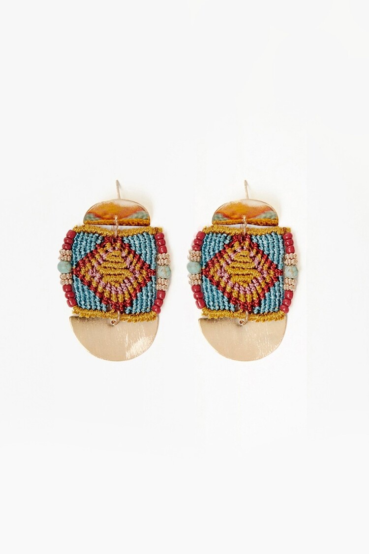 Ethnic Metal Earrings - gold