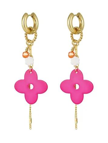 Earrings flower power - fuchsia