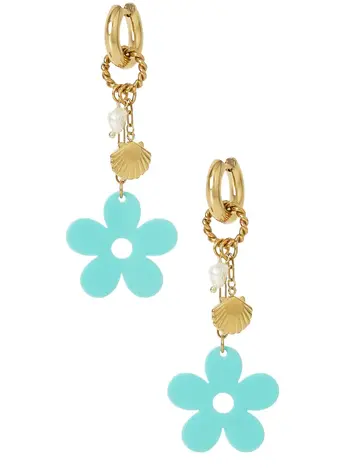 Earrings floral mood - blue gold
