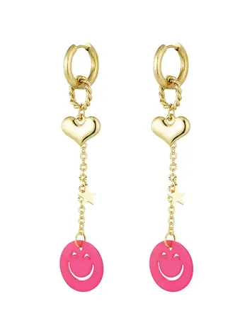 Earrings love to smile - fuchsia