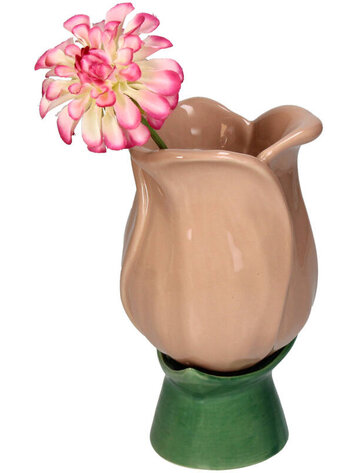 Vase Tulip Fine Earthenware Peach 9.5x9.5x17cm