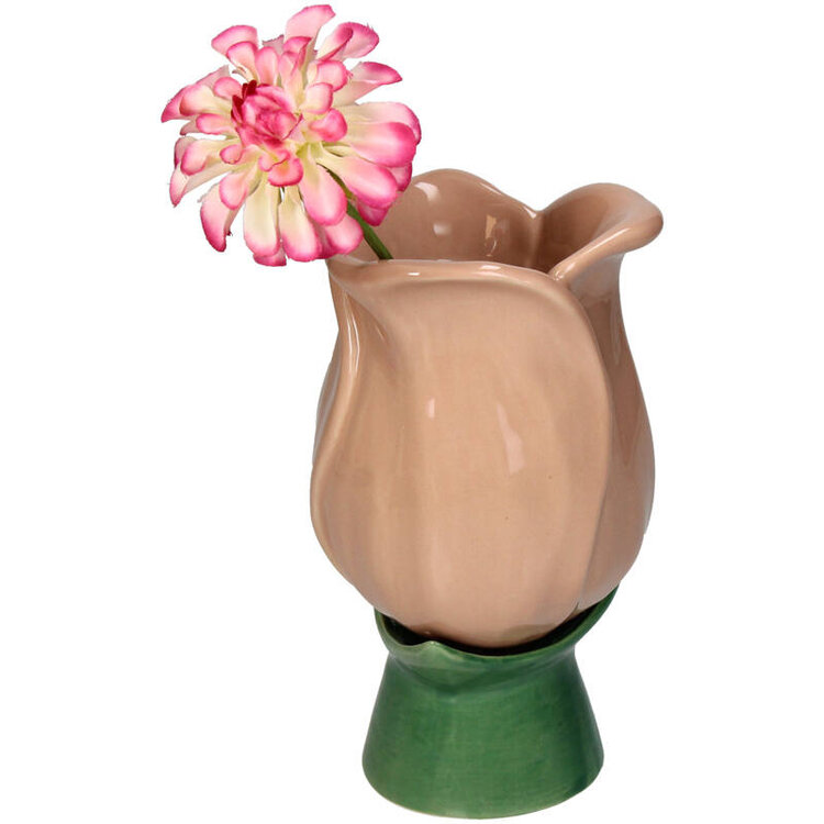 Vase Tulip Fine Earthenware Peach 9.5x9.5x17cm