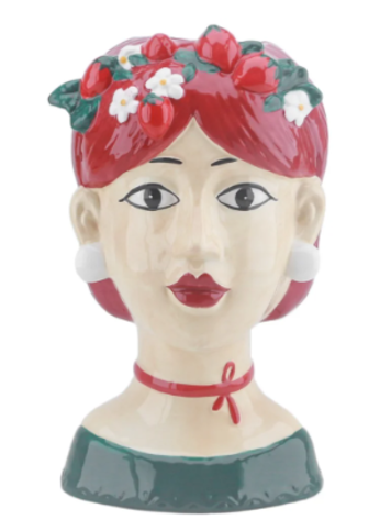 Vase coloured woman Garland of flowers