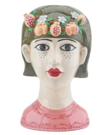 Vase coloured woman Garland of flowers