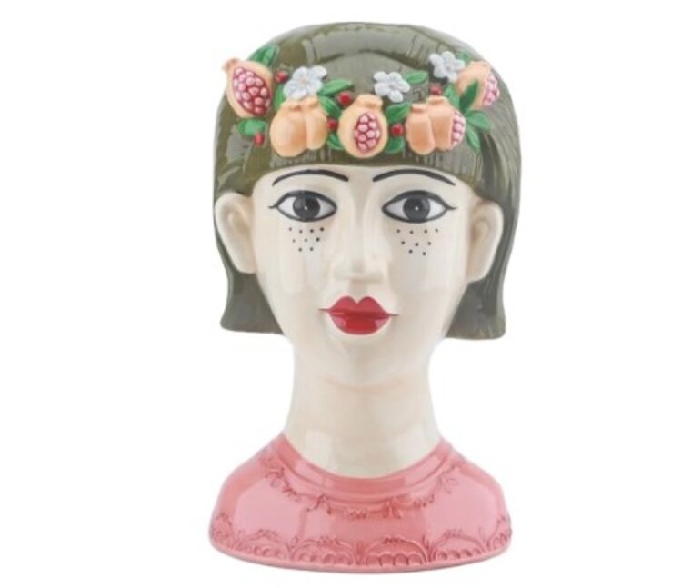 Vase coloured woman Garland of flowers