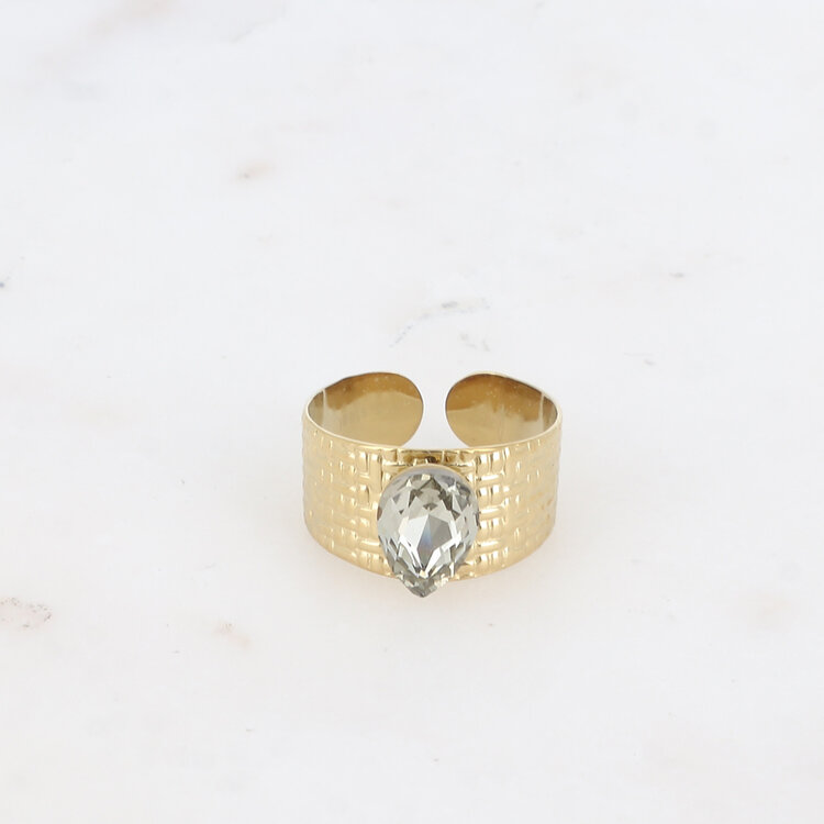 Bohm Paris Bohm Paris Square Ring With Crystal Drop