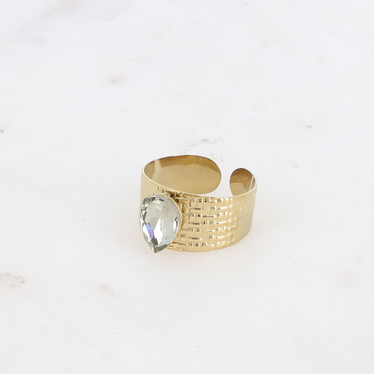 Bohm Paris Bohm Paris Square Ring With Crystal Drop