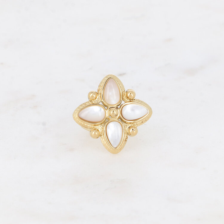 Bohm Paris Bohm Paris Ring - Clover And 4 Natural Stones