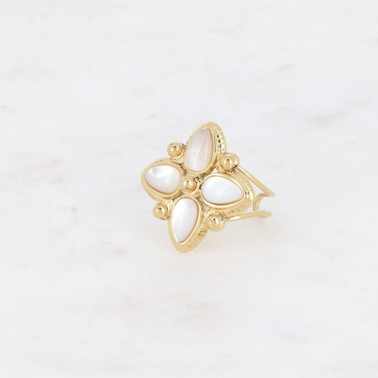 Bohm Paris Bohm Paris Ring - Clover And 4 Natural Stones