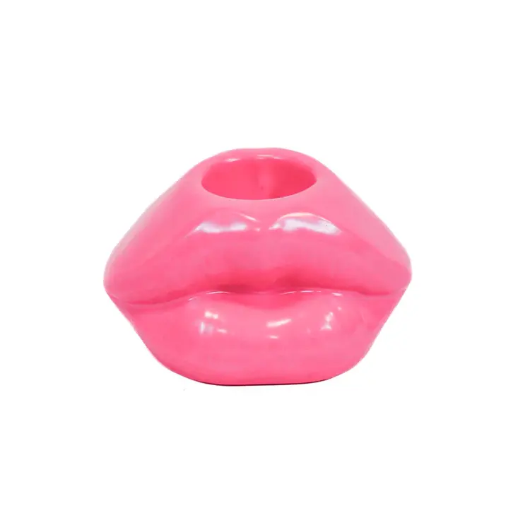 House Vitamin Candle holder - Lip - Ceramic - Neon Pink - 7x5,5x4cm
