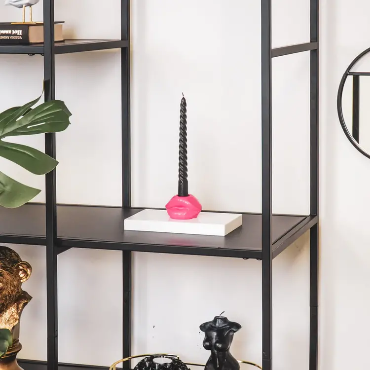 House Vitamin Candle holder - Lip - Ceramic - Neon Pink - 7x5,5x4cm