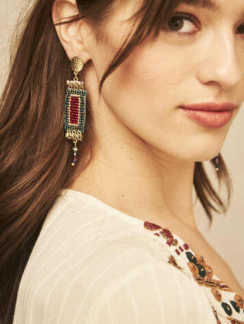 Rectangular Earrings - green