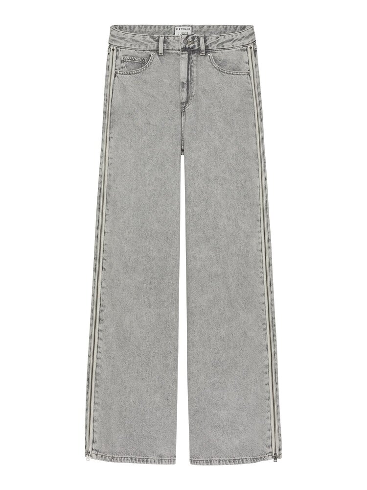Catwalk Junkie Loose Fit Jeans With Zip Detail - chateau grey