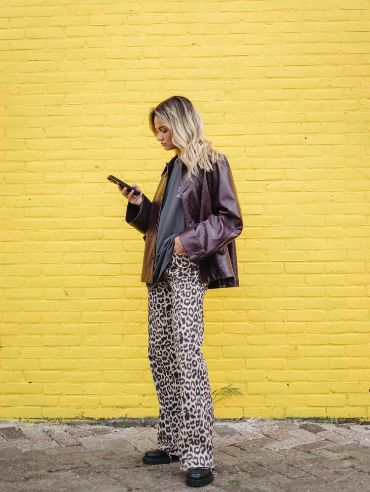 Catwalk Junkie Jeans Loose with leopard design - grey morn