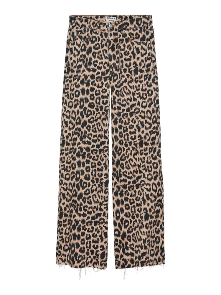 Catwalk Junkie Jeans Loose with leopard design - grey morn