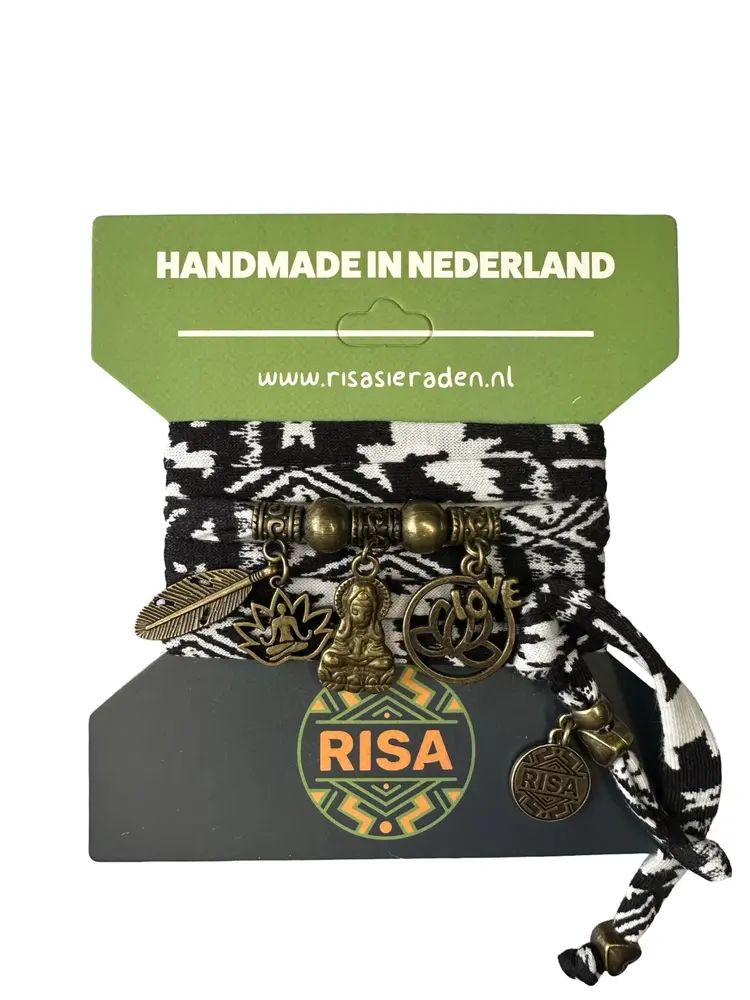 Risa Bodhisattva zwart-wit - brons