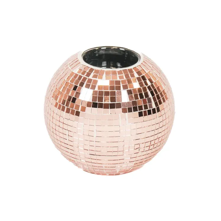 House Vitamin Candle holder - Tealight - Disco - Glass - Rose Gold  -10x8cm