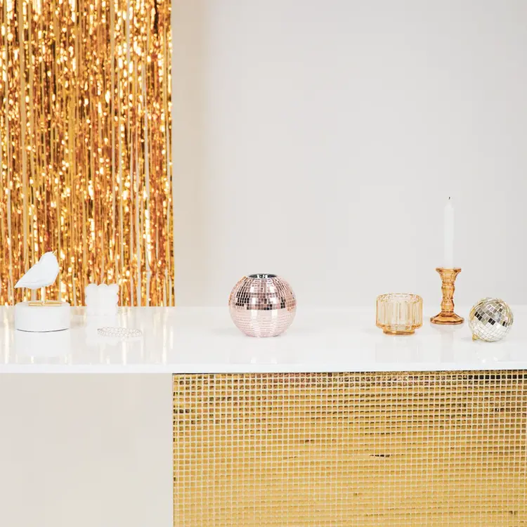 House Vitamin Candle holder - Tealight - Disco - Glass - Rose Gold  -10x8cm