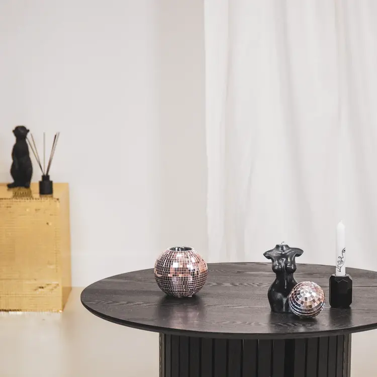 House Vitamin Candle holder - Tealight - Disco - Glass - Rose Gold  -10x8cm