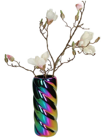 Planter Twisted Fine Earthenware Iridescent 12.5x12.5x30.5cm