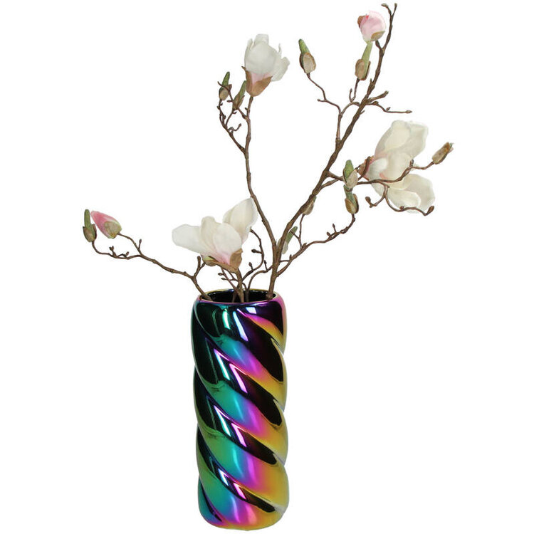 Planter Twisted Fine Earthenware Iridescent 12.5x12.5x30.5cm