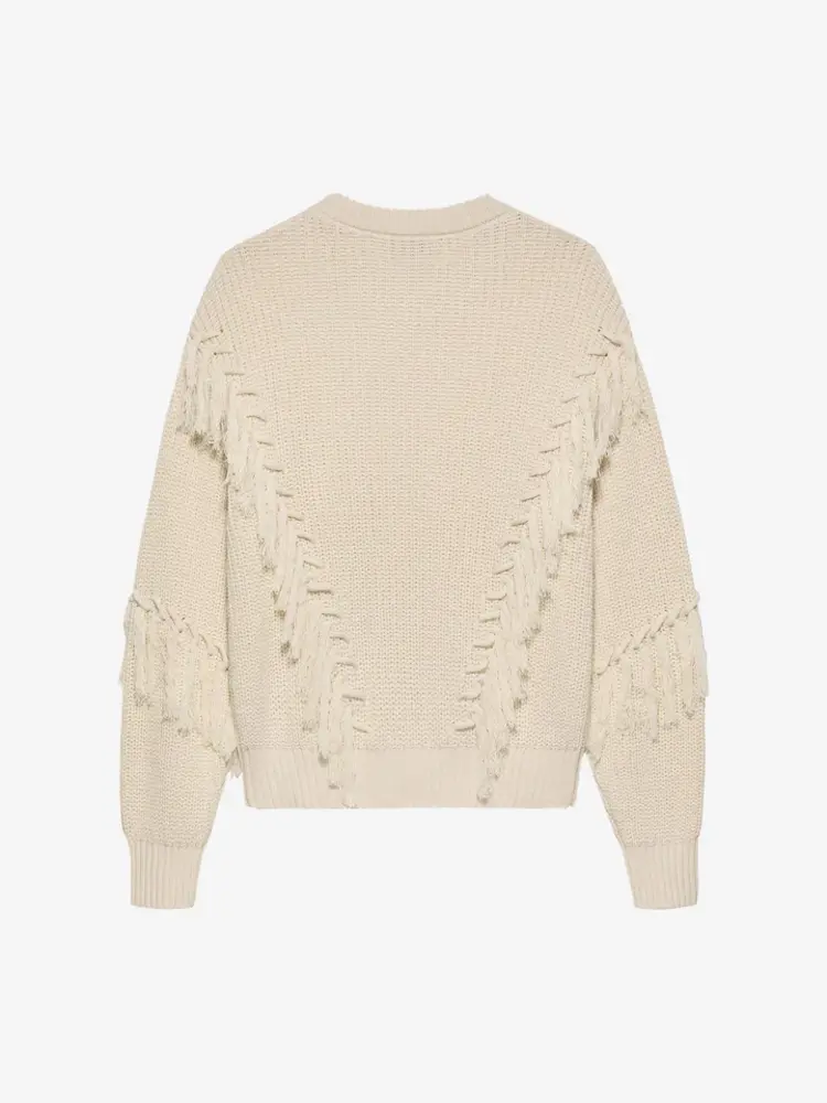 Catwalk Junkie  Relaxed Fringed Knit - Moonbeam