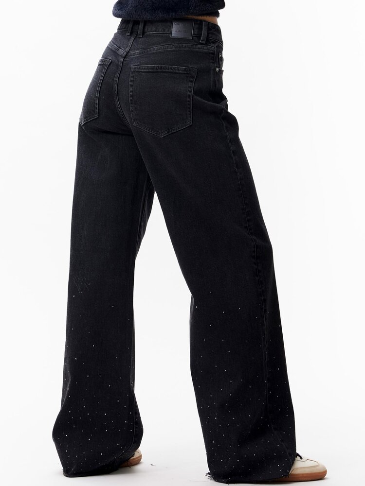 Catwalk Junkie Loose fit jeans met mettalic strass - Washed Black
