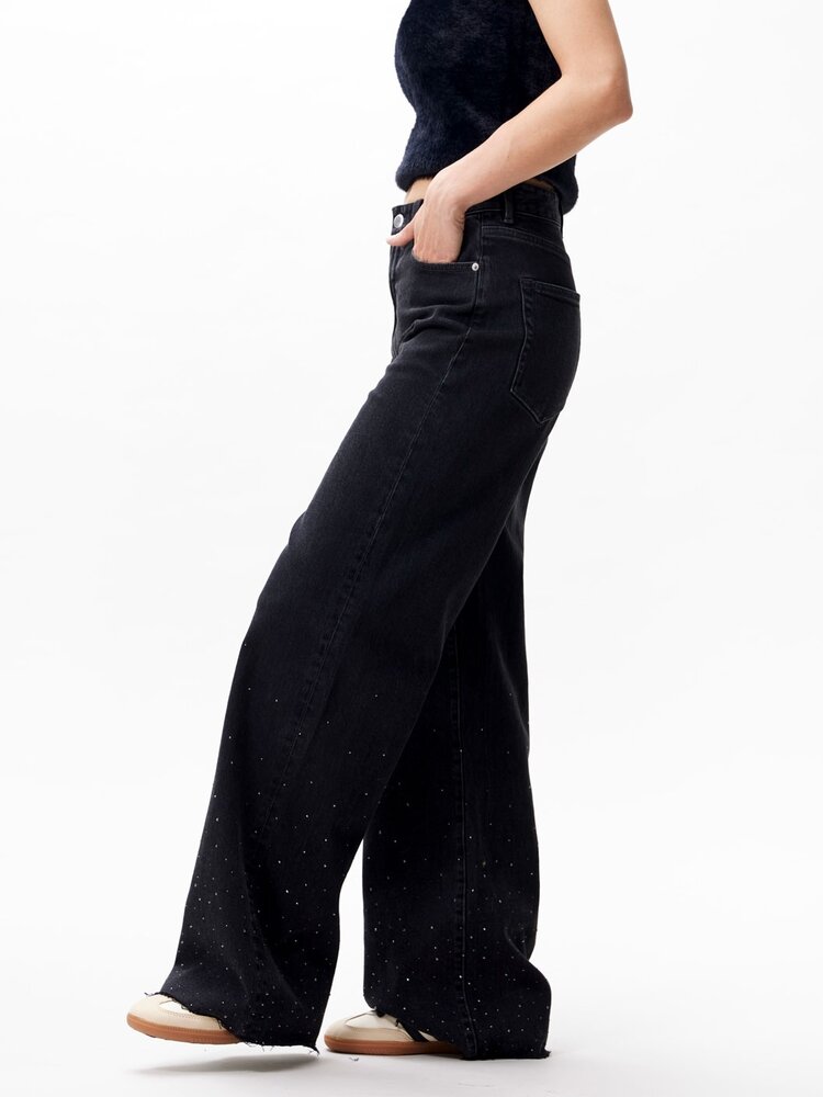 Catwalk Junkie Loose fit jeans met mettalic strass - Washed Black