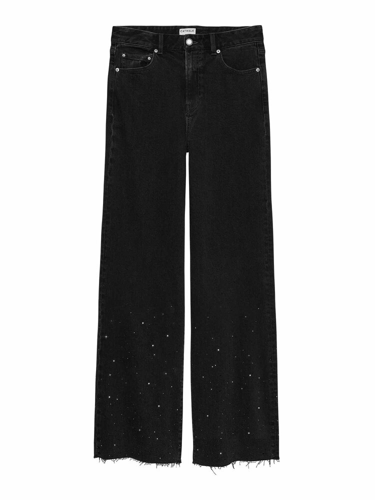 Catwalk Junkie Loose fit jeans met mettalic strass - Washed Black