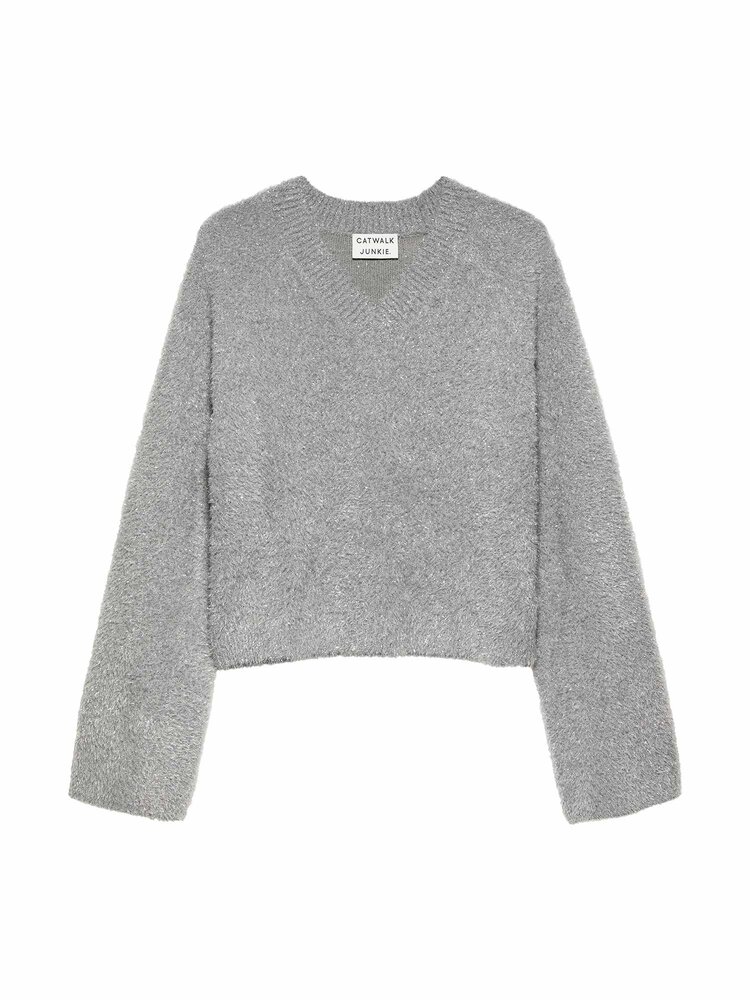 Catwalk Junkie V neck Fuzzy Lurex Knit - December Sky