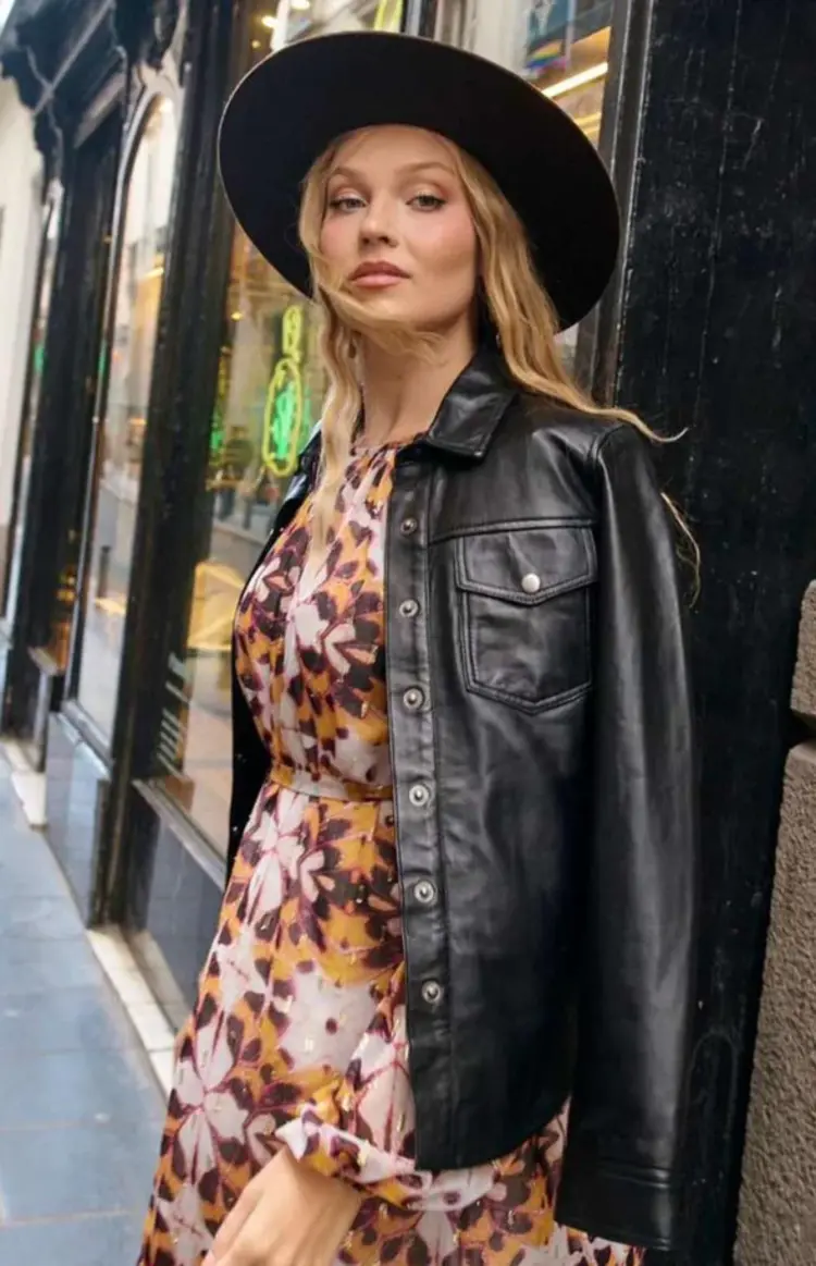 Black Leather Blouse