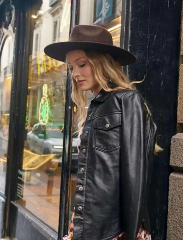 Black Leather Blouse