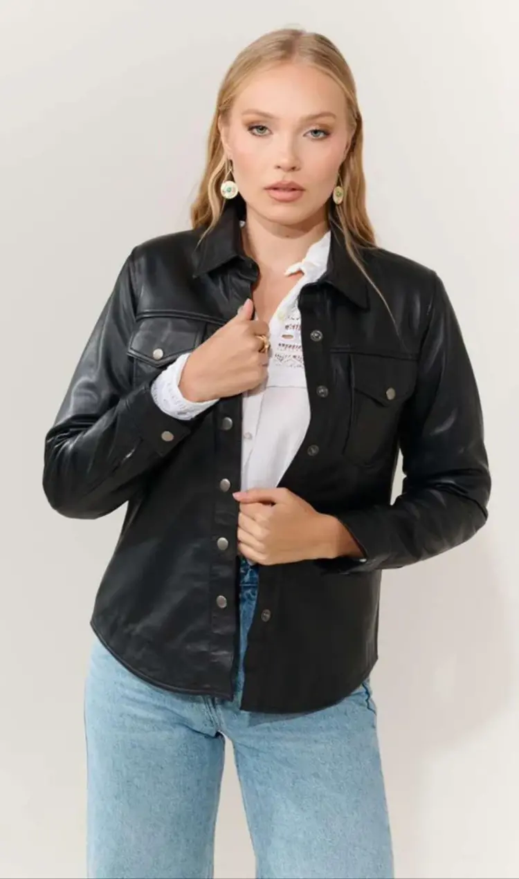 Black Leather Blouse