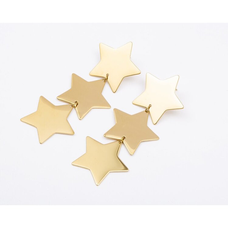 Wauw Jewelery Earrings stainless steel gold - Stars