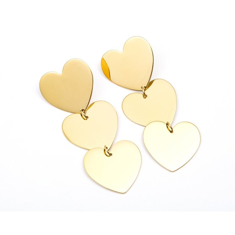 Wauw Jewelery Earrings stainless steel gold - Hearts
