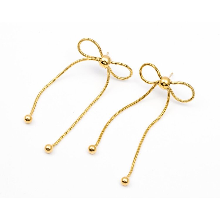 Wauw Jewelery Earrings stainless steel gold  - Bowtie