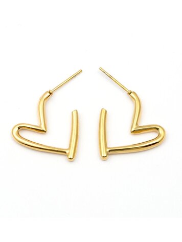 Wauw Jewelery Earrings stainless steel gold  - hearts  small