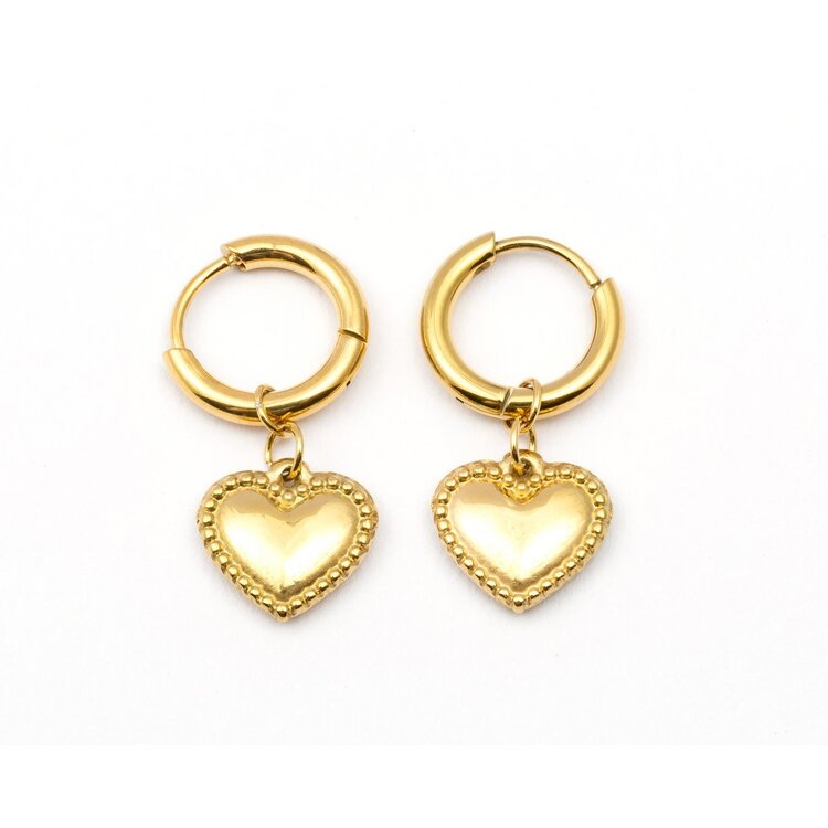 Wauw Jewelery Earrings stainless steel gold  - hearts