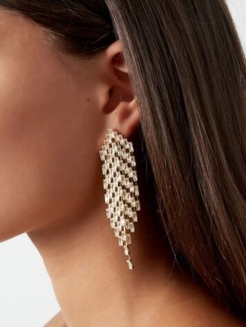 Beaded statement earrings  - silver